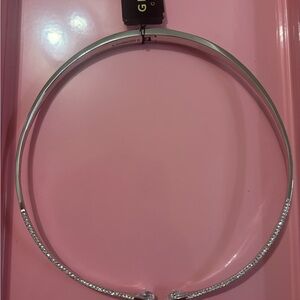 Givenchy Silver Crystal Collar Choker Necklace